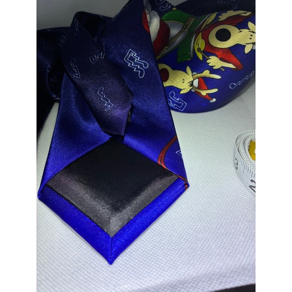 Noel Mens Christmas Tie Blue Rocking Santa Guitar Reindeer Musical Notes Holiday - Picture 4 of 5